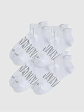 QUINCE 4 Pack Everyday Cotton Solid Ankle Socks White 8490